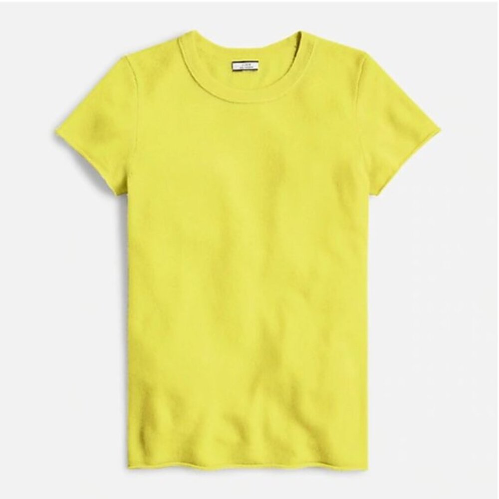 NWT J. Crew Short-sleeve cashmere T-shirt, BURNISHED CHARTREUSE, size S